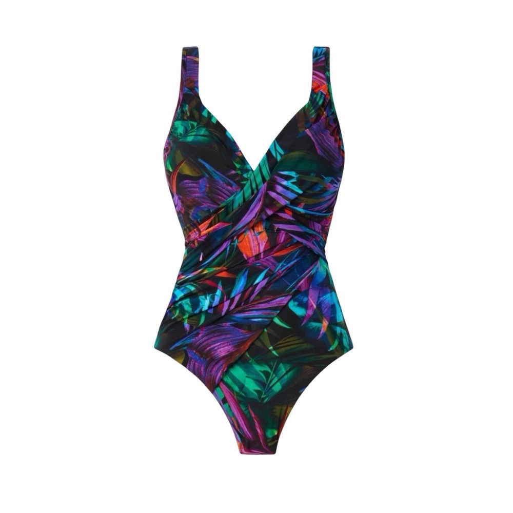 Miraclesuit Palma Revele One Piece Underwire Swimsuit Size 10 Tropical Print
